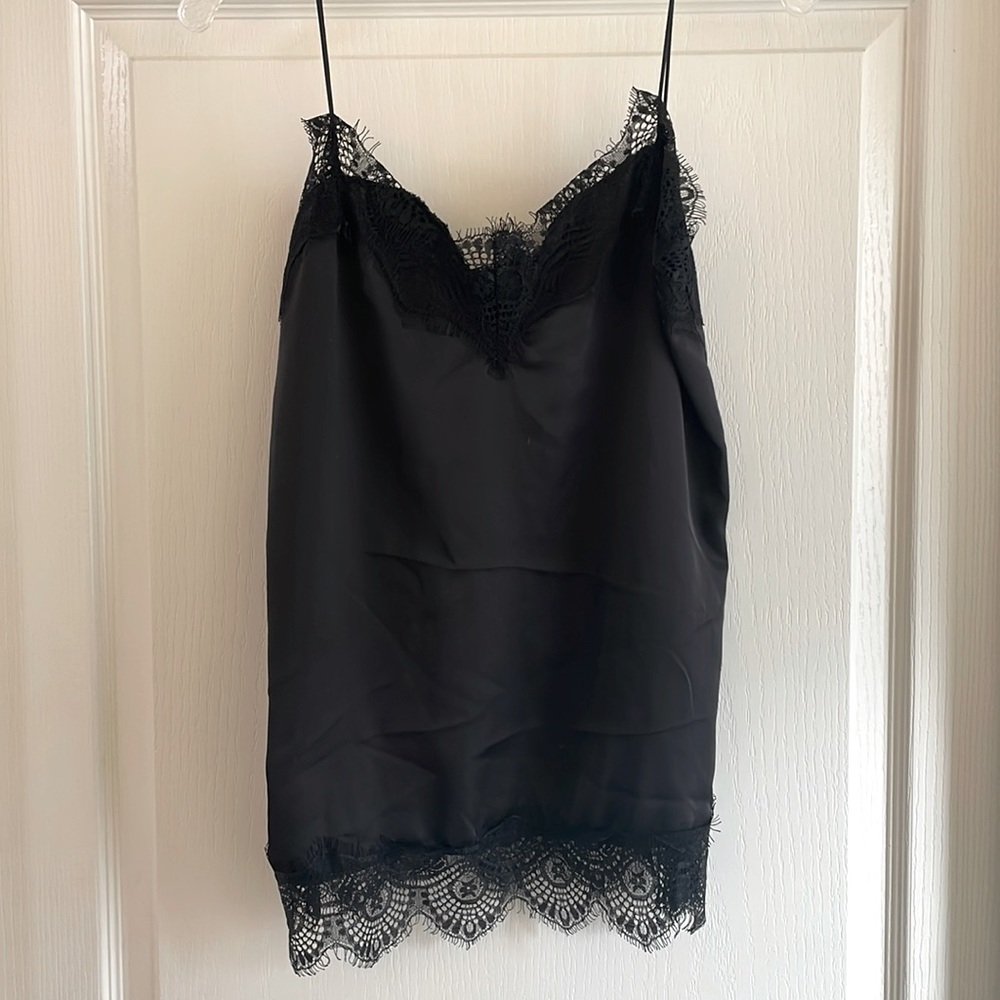 Black Tank Top with Lace Detail